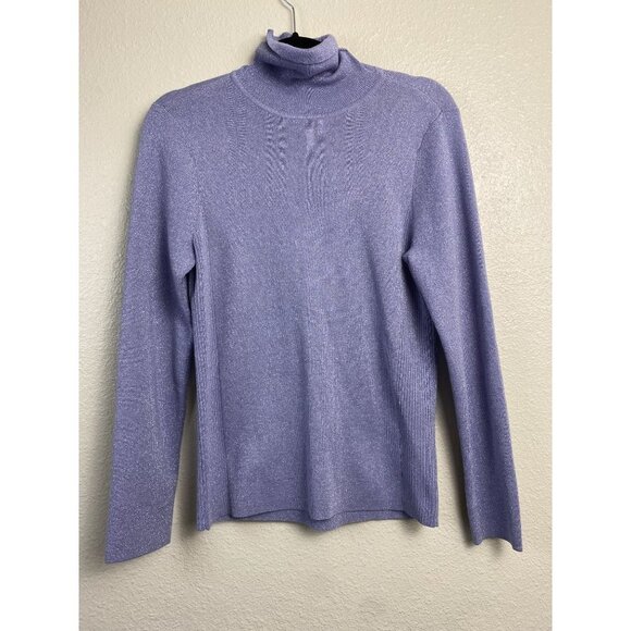 Chico's Purple Turtleneck Sweaters Womens size Medium Knit Metallic Party Event - Picture 1 of 10